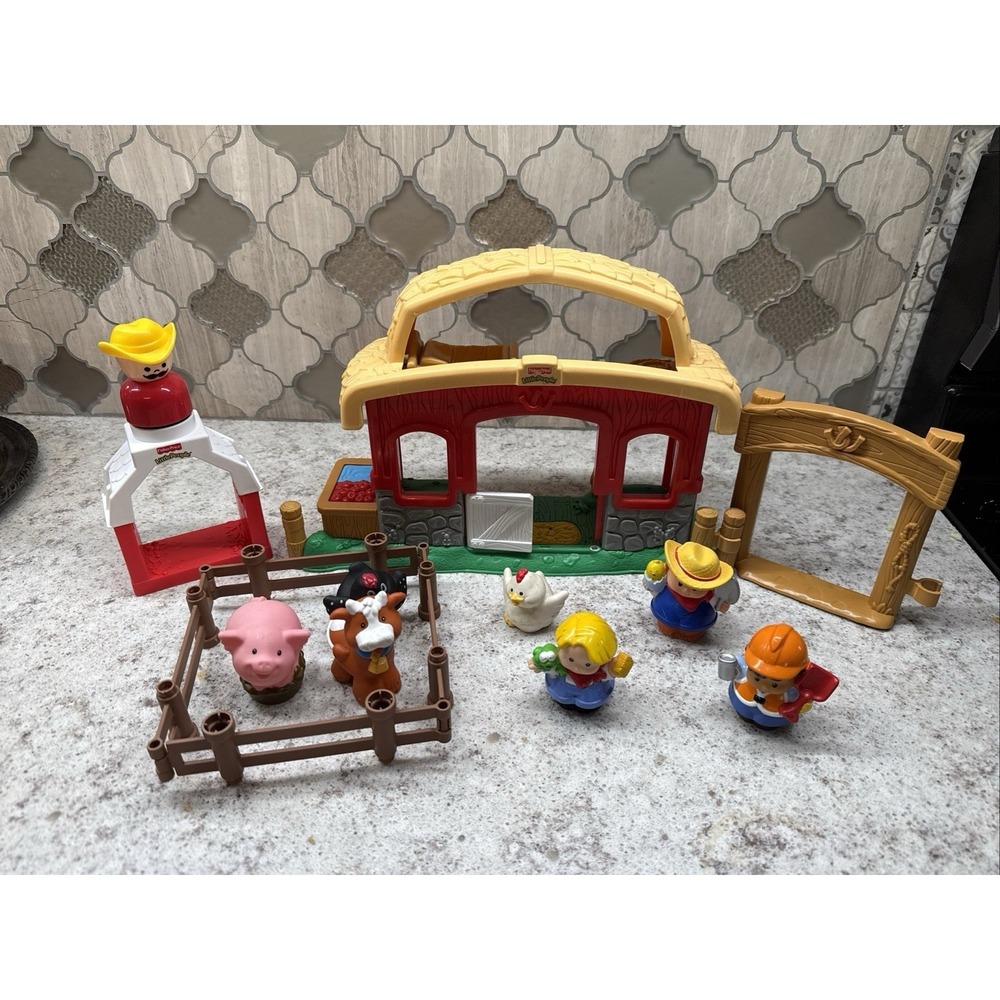 Fisher Price Little People Animal Sounds Barn Farm Stable‎ 2003 + Extras